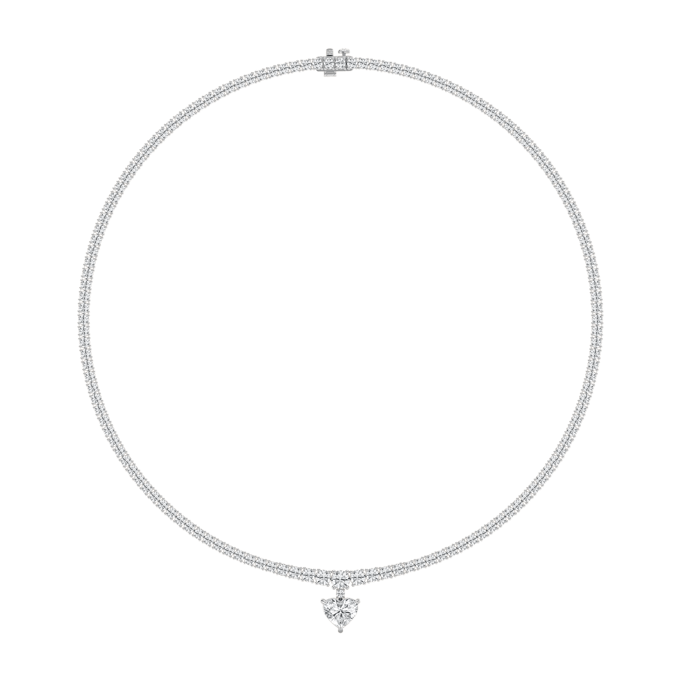 19 ctw Heart and Round Lab Grown Diamond Drop Tennis Necklace - 18 Inches