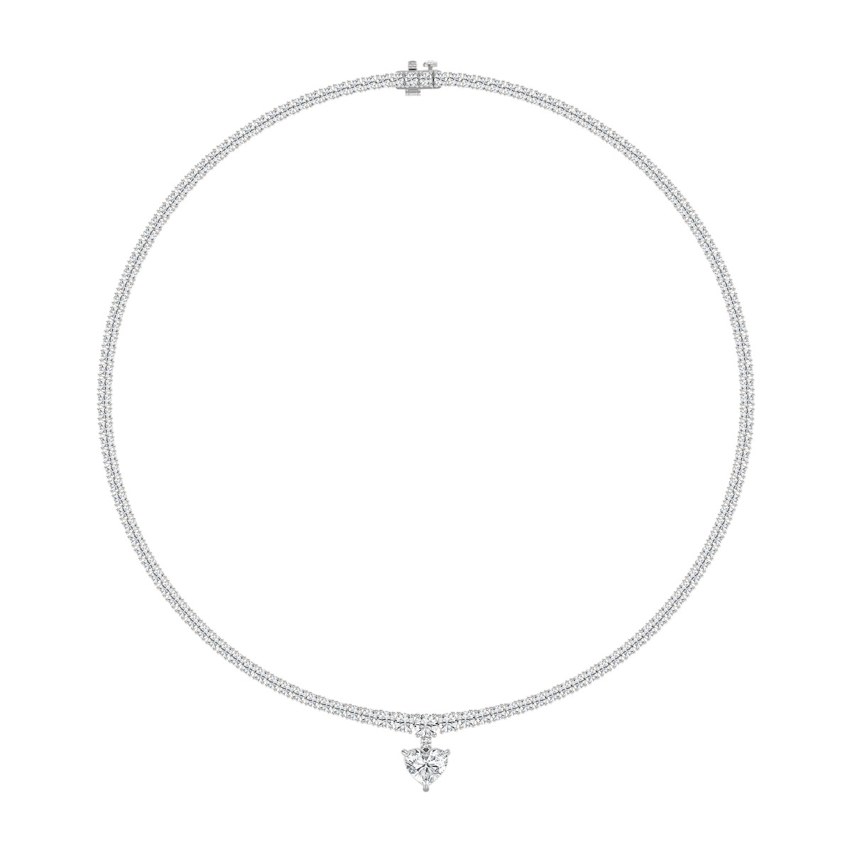 19 ctw Heart and Round Lab Grown Diamond Drop Tennis Necklace - 18 Inches