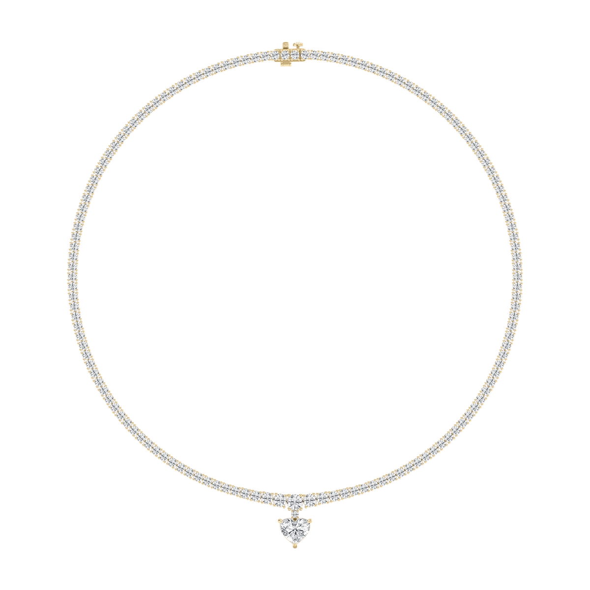 19 ctw Heart and Round Lab Grown Diamond Drop Tennis Necklace - 18 Inches