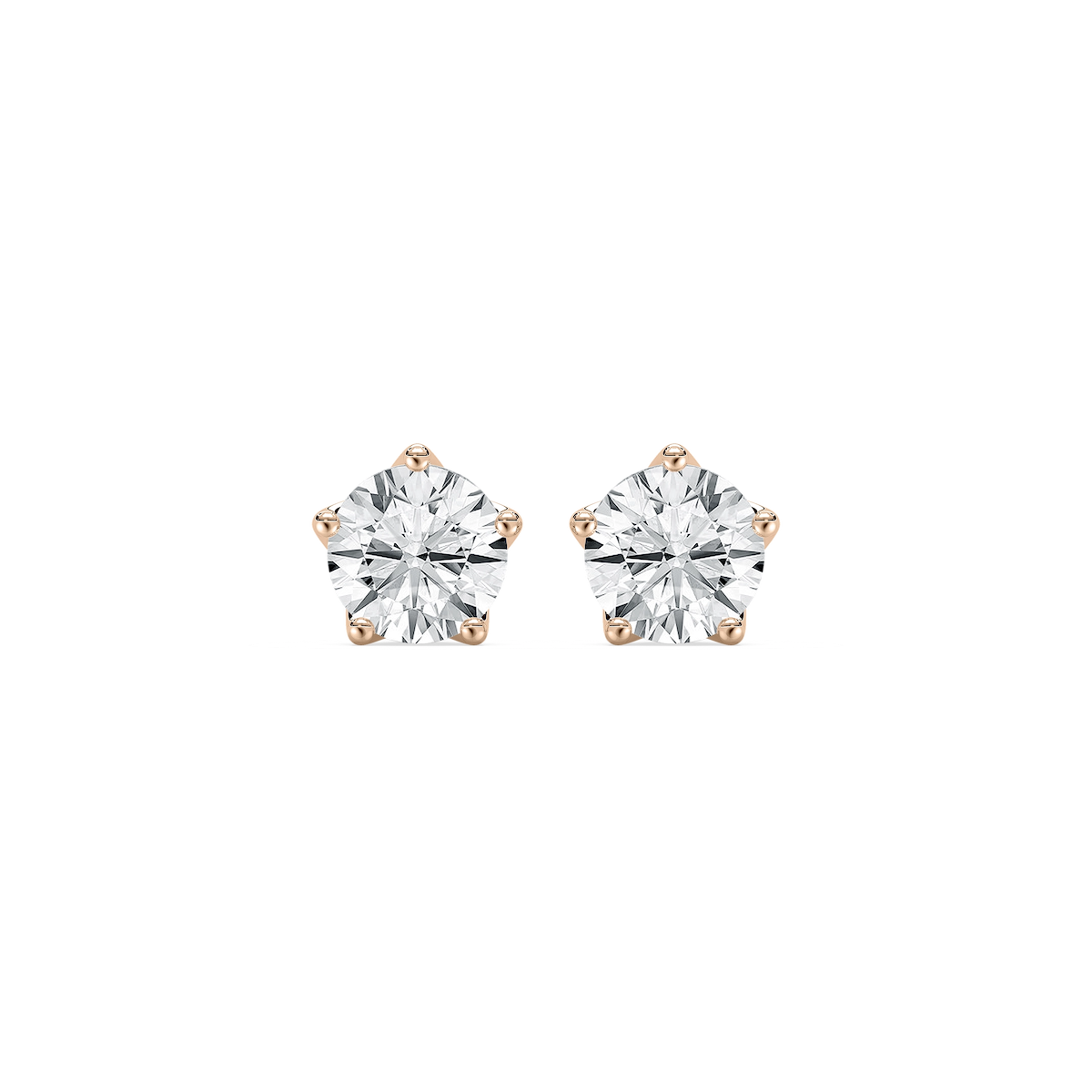 2 ctw Round Lab Grown Diamond 5-Prong Stud Earrings