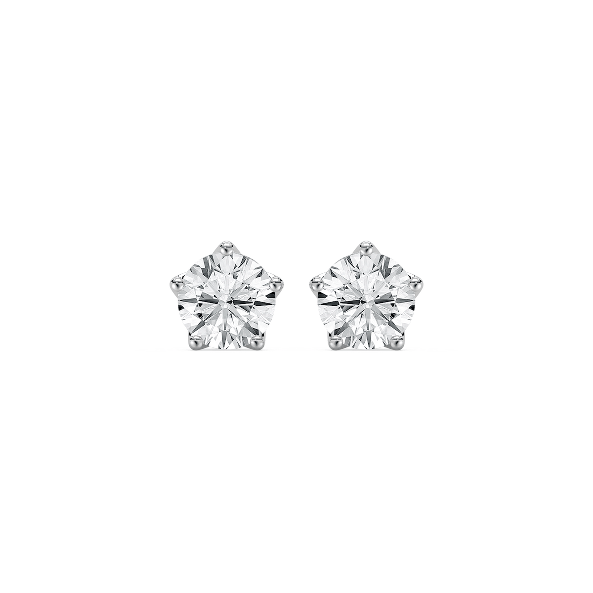 2 ctw Round Lab Grown Diamond 5-Prong Stud Earrings