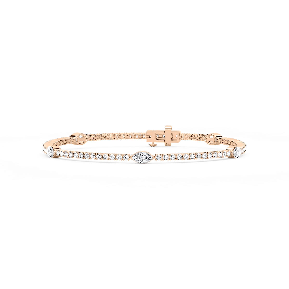 2 ¼ ctw Marquise Lab Grown Diamond Station Tennis Bracelet  - 7 Inches