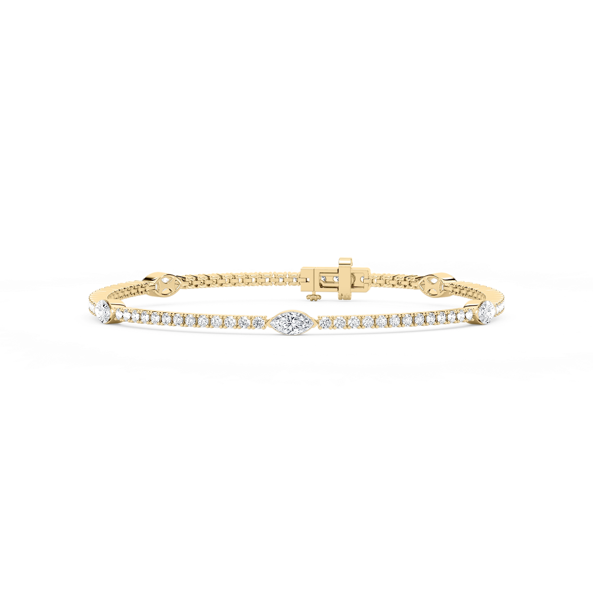 2 ¼ ctw Marquise Lab Grown Diamond Station Tennis Bracelet  - 7 Inches