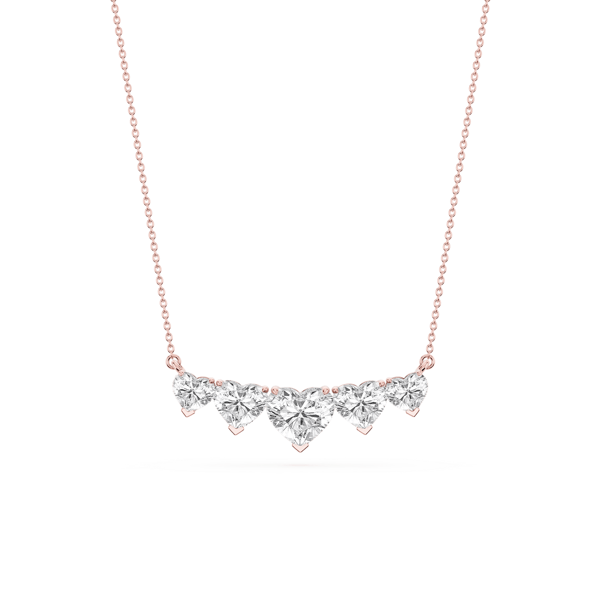 2 ½ ctw Heart Lab Grown Diamond Five Stone Necklace - 18 Inches