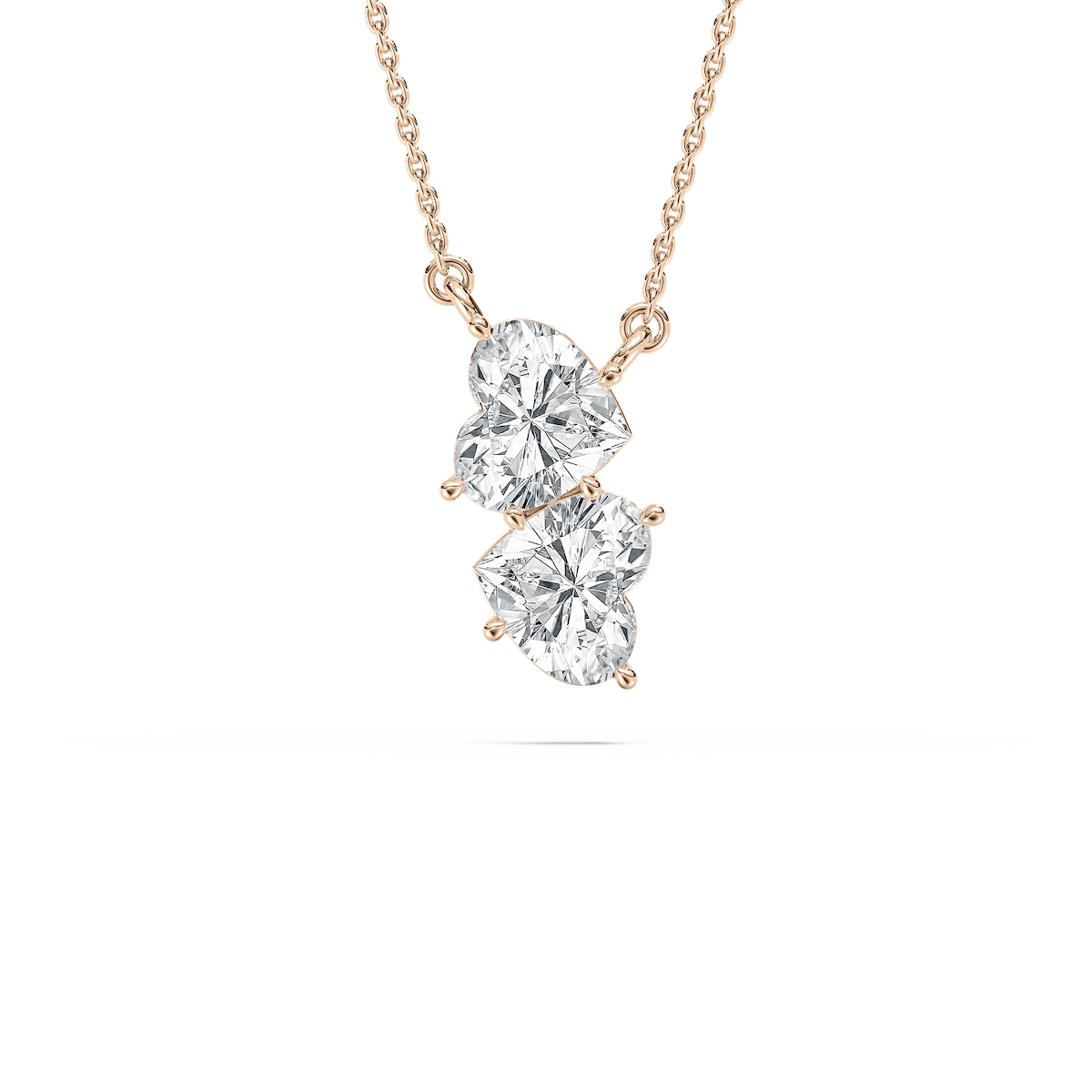 2 ctw Heart Lab Grown Diamond Two Stone Pendant - 18 Inches