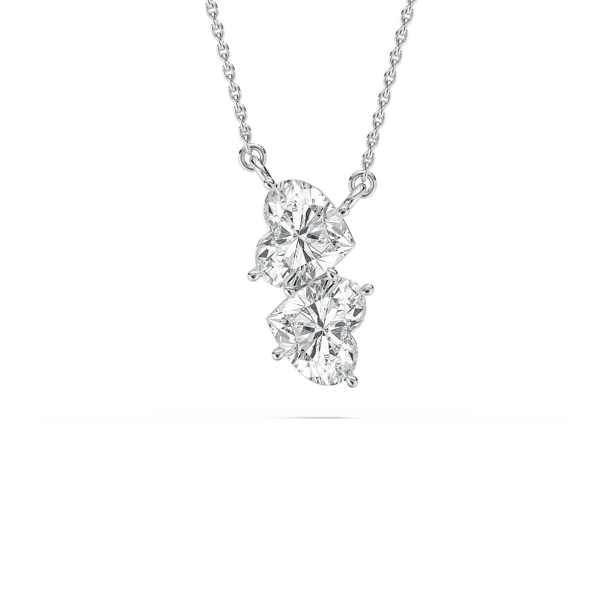 2 ctw Heart Lab Grown Diamond Two Stone Pendant - 18 Inches