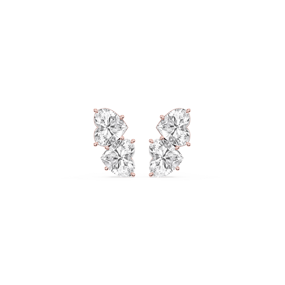 2 ctw Heart Lab Grown Diamond Two Stone Stud Earrings