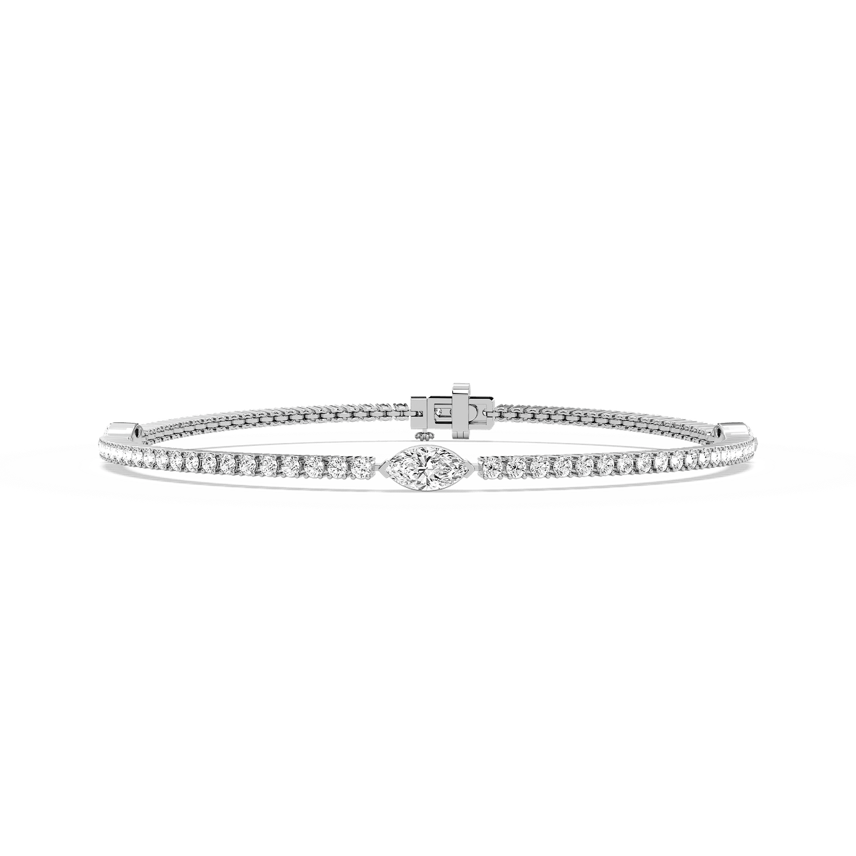 2 ²⁄₅ ctw Marquise Lab Grown Diamond Three Station Tennis Bracelet  - 7 Inches