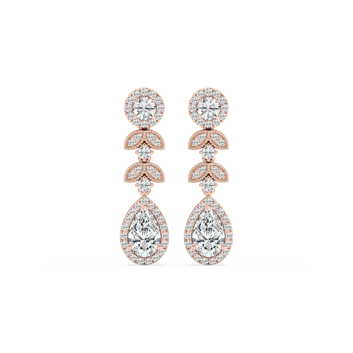 2 ⅜ ctw Pear and Round Lab Grown Diamond Chain Drop Earrings