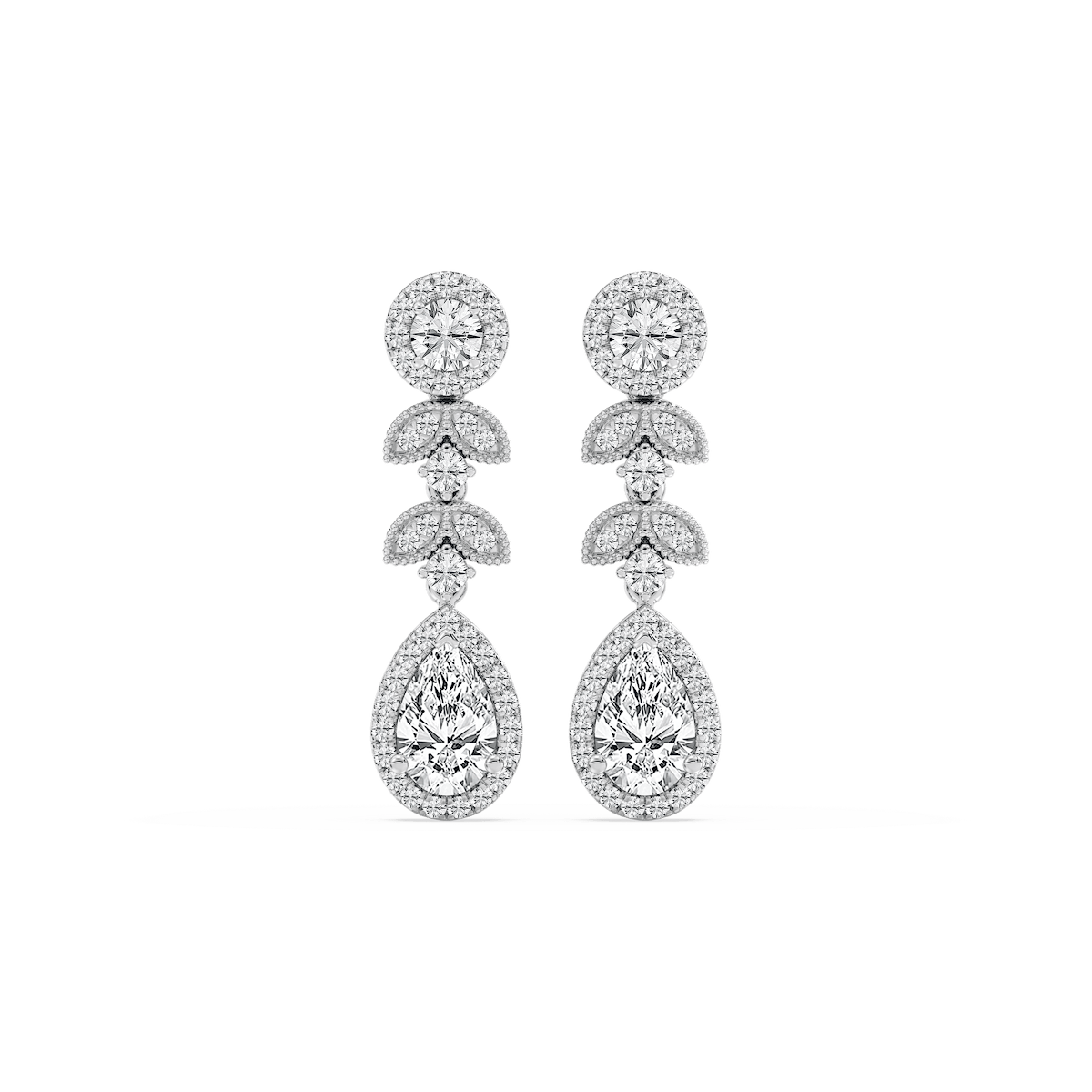 2 ⅜ ctw Pear and Round Lab Grown Diamond Chain Drop Earrings