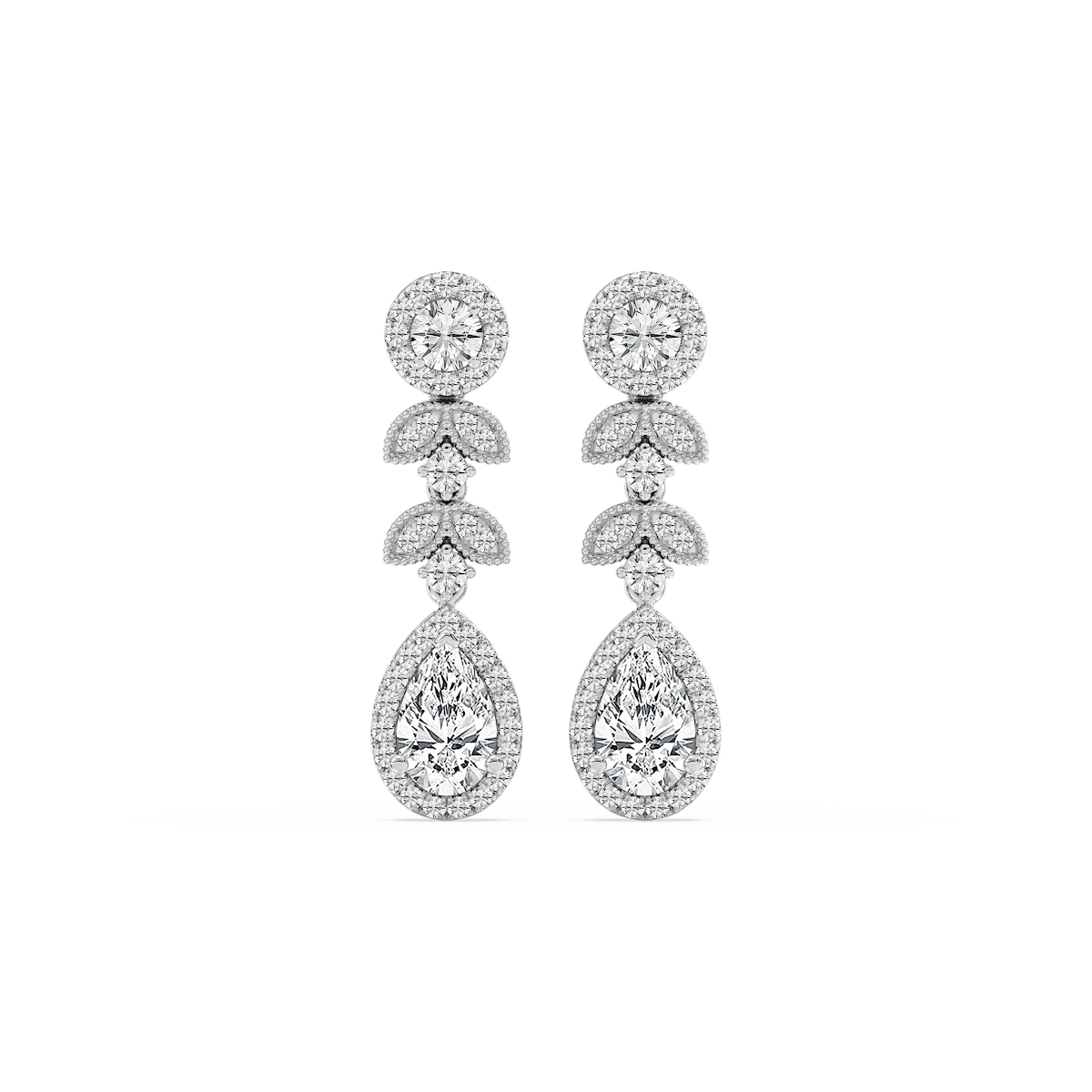 2 ⅜ ctw Pear and Round Lab Grown Diamond Chain Drop Earrings