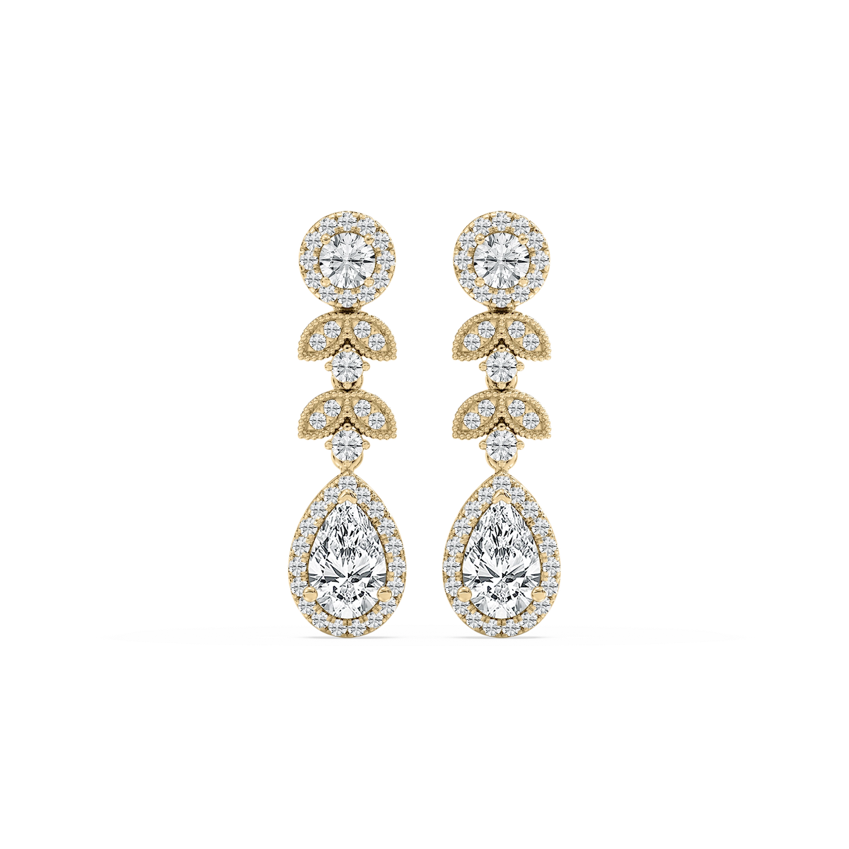 2 ⅜ ctw Pear and Round Lab Grown Diamond Chain Drop Earrings