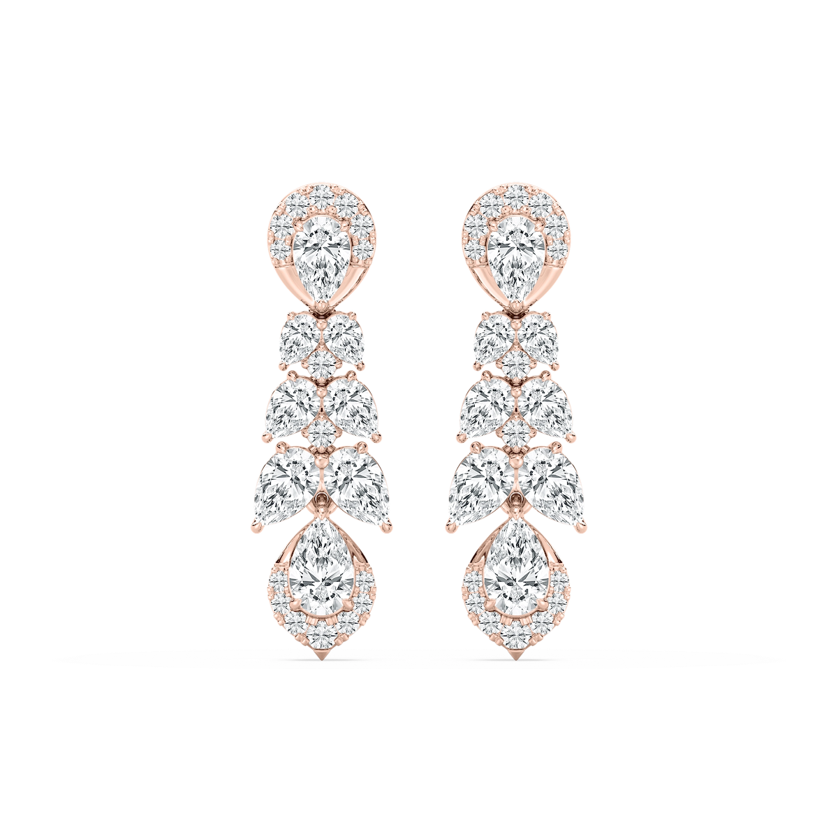 2 ½ ctw Pear and Round Lab Grown Diamond Drop Earrings