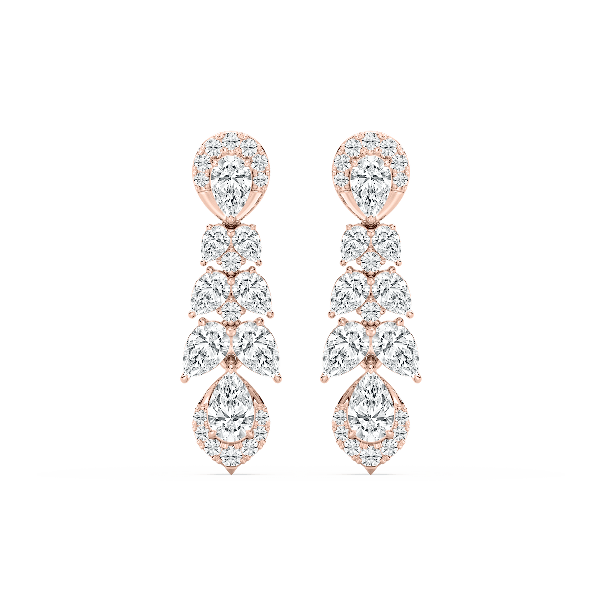2 ½ ctw Pear and Round Lab Grown Diamond Drop Earrings