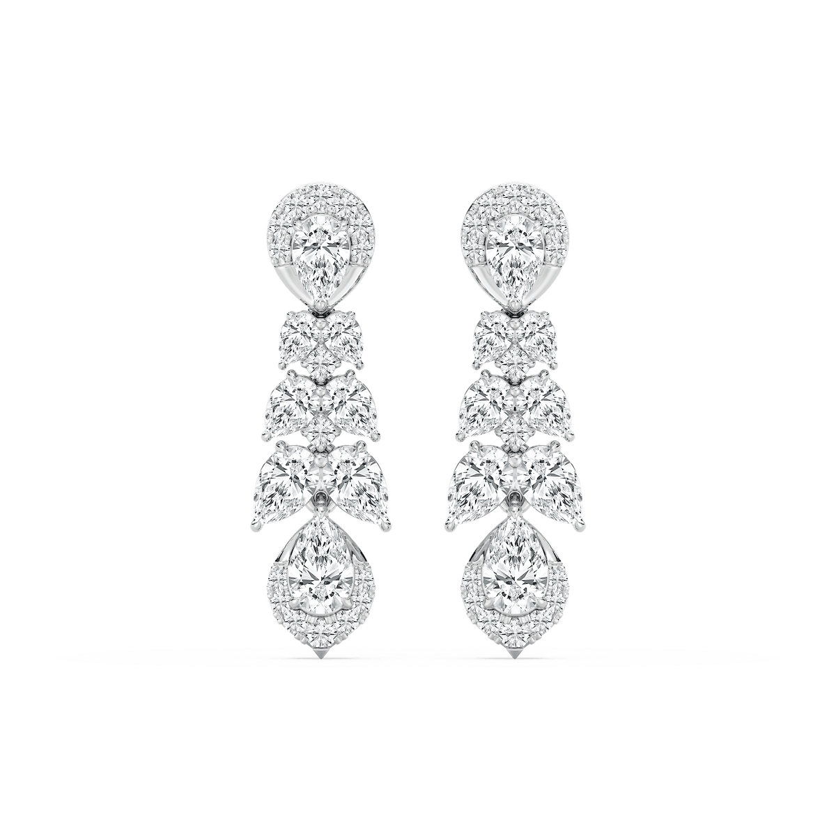 2 ½ ctw Pear and Round Lab Grown Diamond Drop Earrings
