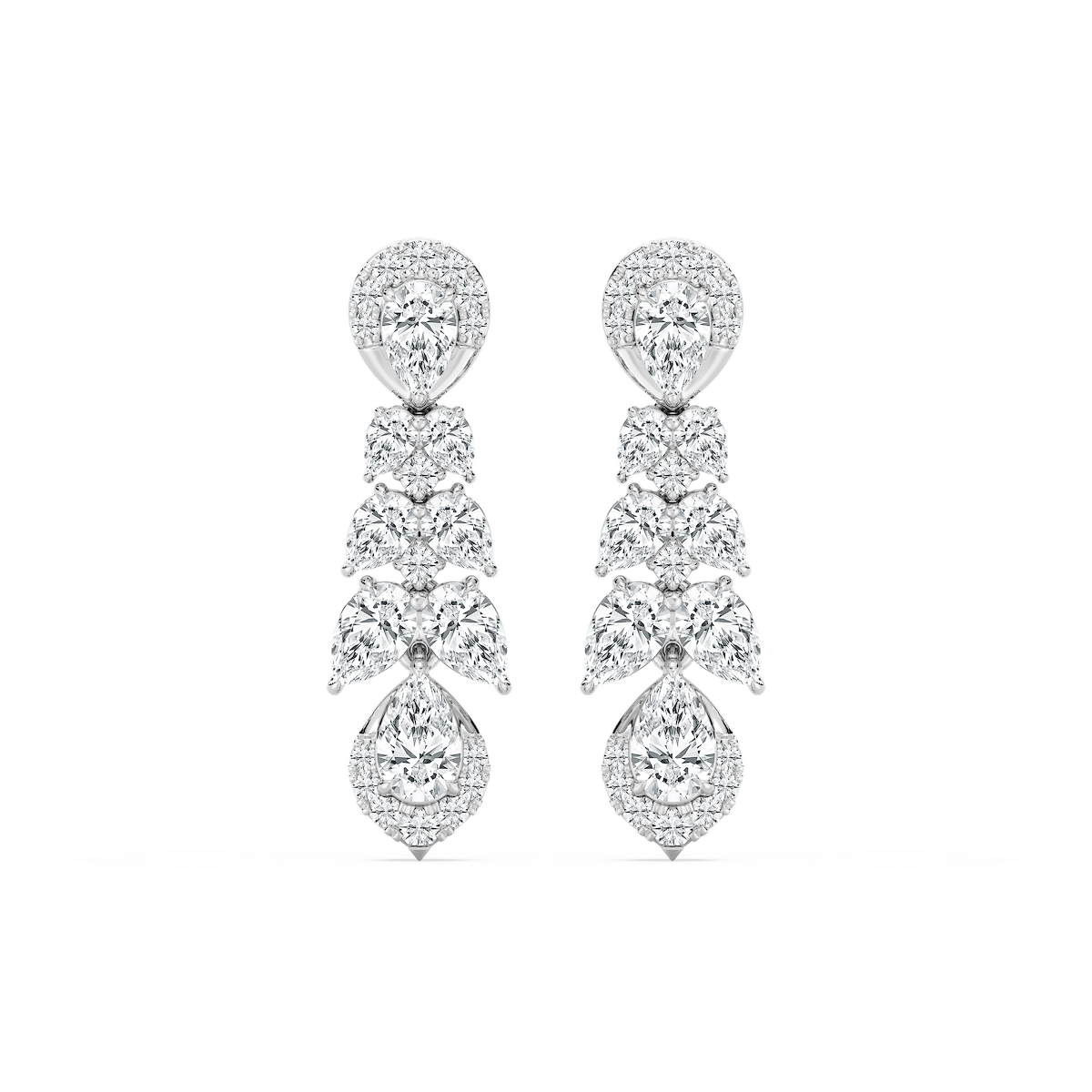 2 ½ ctw Pear and Round Lab Grown Diamond Drop Earrings
