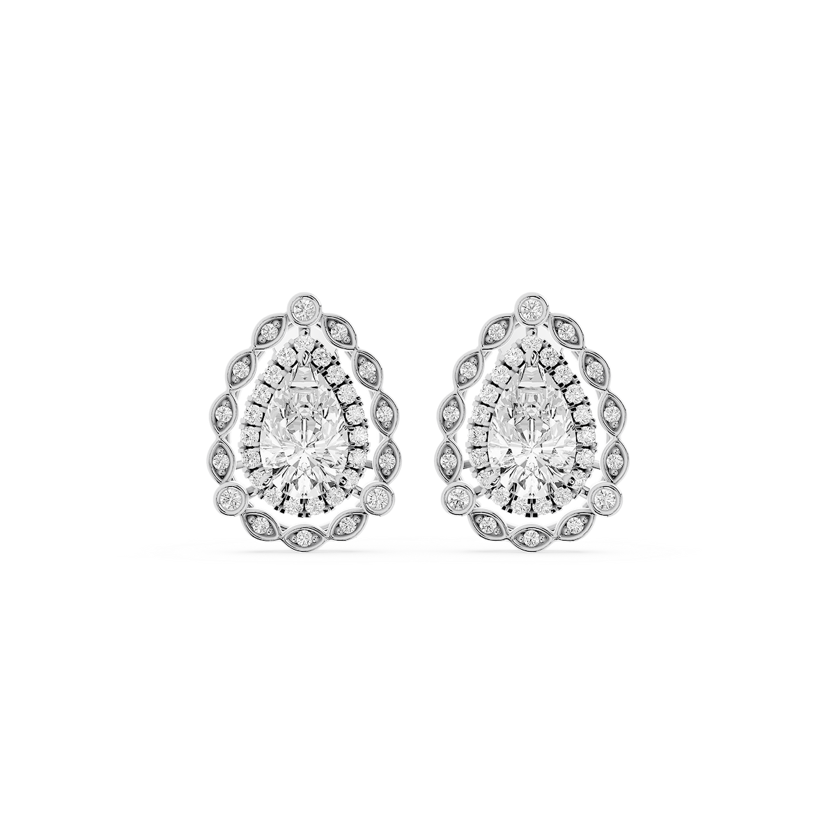 2 ctw Pear and Round Lab Grown Diamond Double Halo Earrings