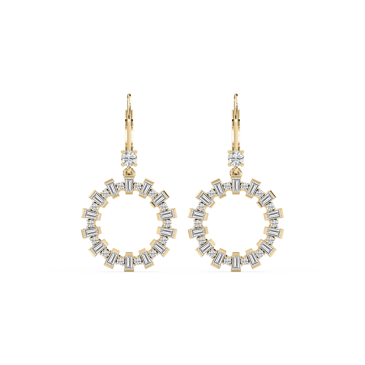 2 ctw Round and Baguette Lab Grown Diamond Circle Drop Earrings