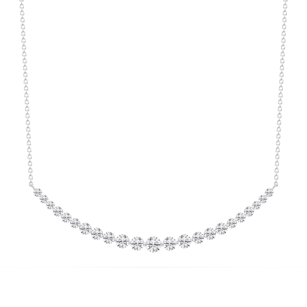 2 ctw Round Lab Grown Diamond Shared Prong Smile Necklace - 18 Inches