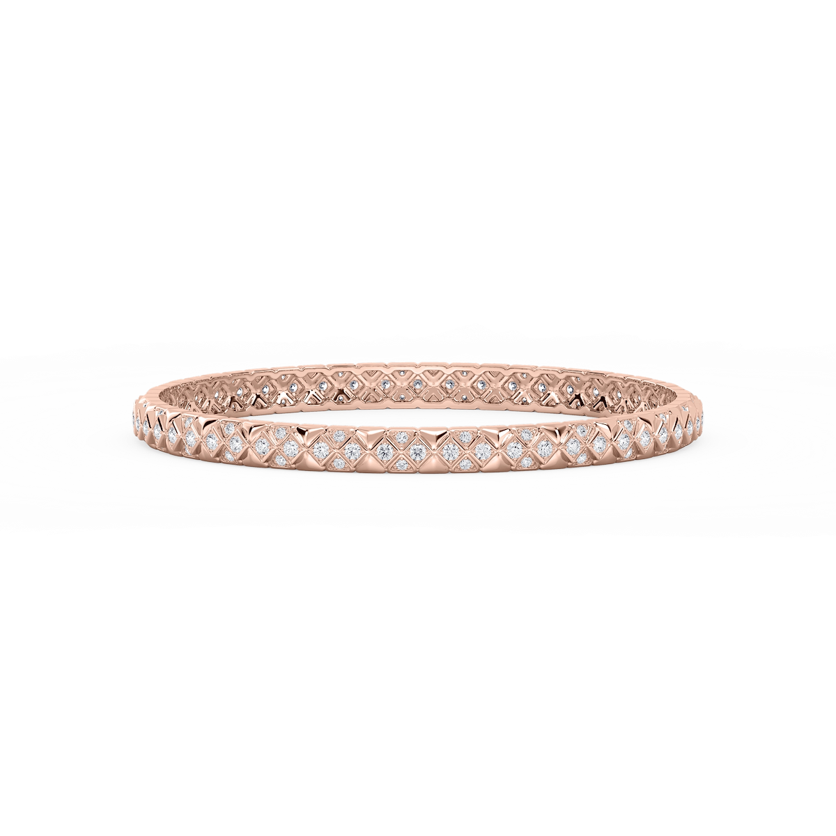 2 ½ ctw Round Lab Grown Diamond Textured Mosaic Bangle Bracelet  - 7.25 Inches