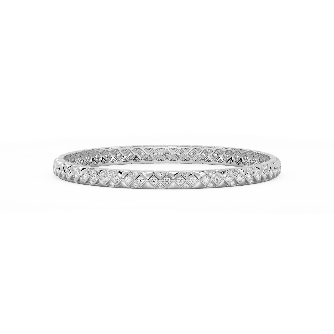 2 ½ ctw Round Lab Grown Diamond Textured Mosaic Bangle Bracelet  - 7.25 Inches