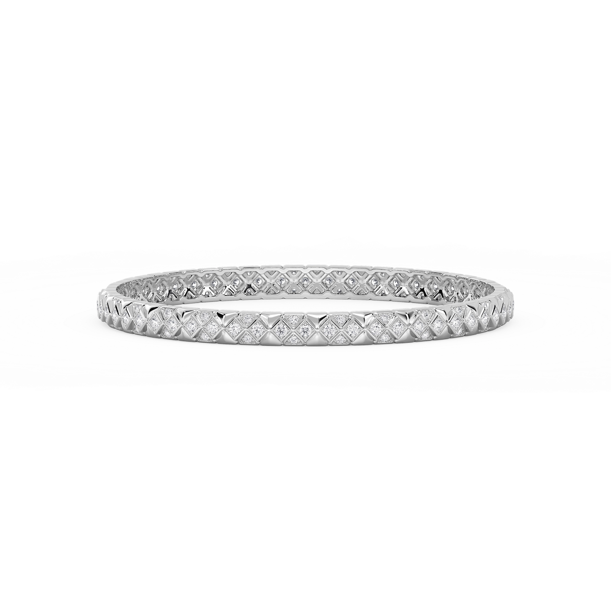 2 ½ ctw Round Lab Grown Diamond Textured Mosaic Bangle Bracelet  - 7.25 Inches