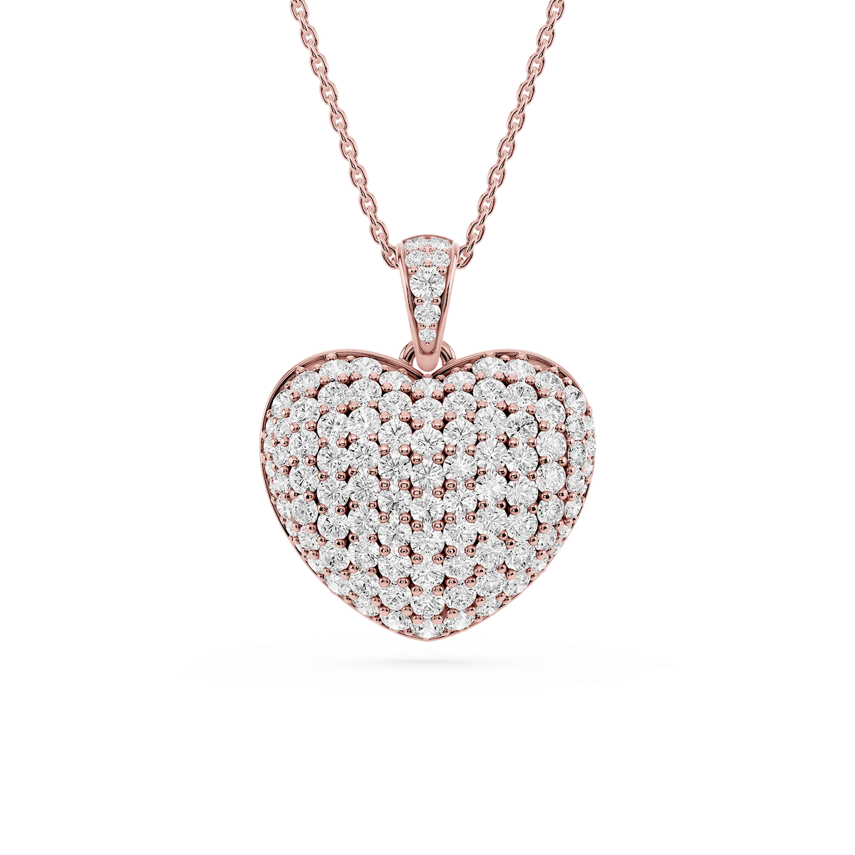 2 ½ Round Lab Grown Diamond Pave Heart Drop Pendant - 18 Inches