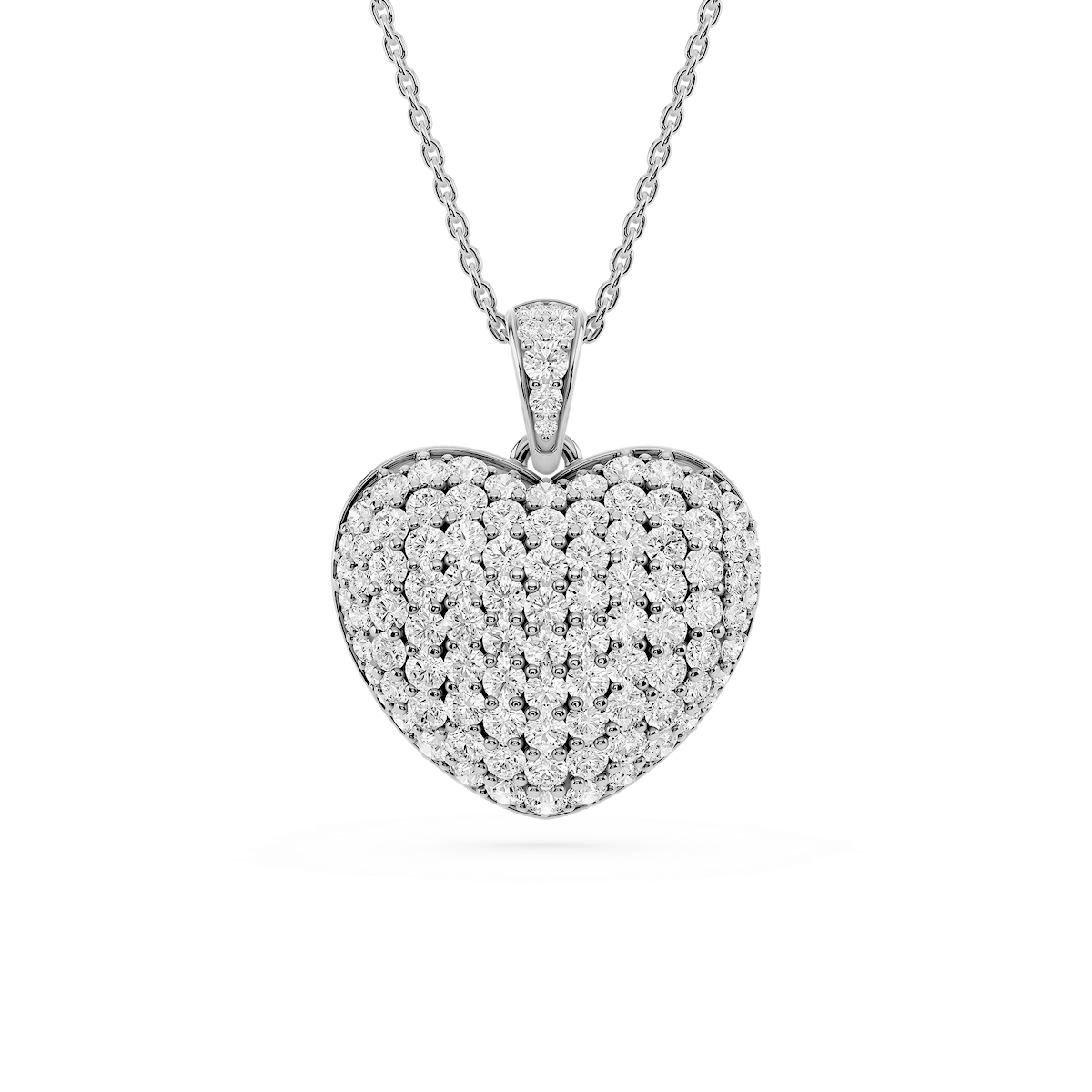 2 ½ Round Lab Grown Diamond Pave Heart Drop Pendant - 18 Inches
