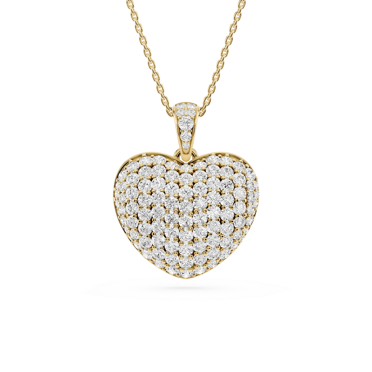 2 ½ Round Lab Grown Diamond Pave Heart Drop Pendant - 18 Inches