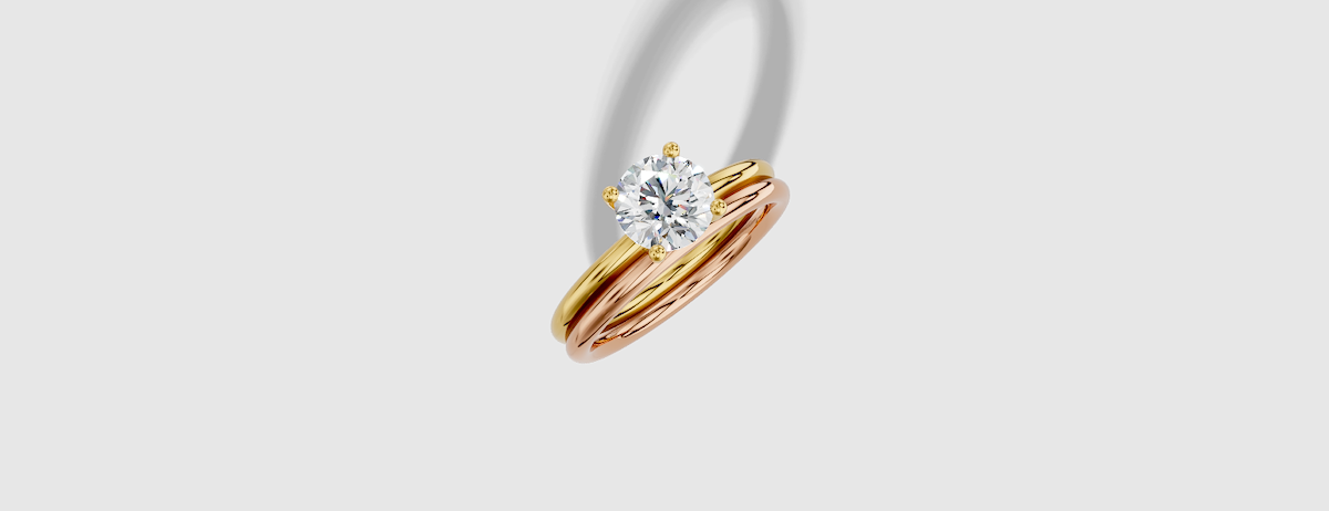 1.00 ctw Round Cut Lab Grown Diamond Standard Classic Prong Set Engagement Ring in 18K Gold and Matching Band