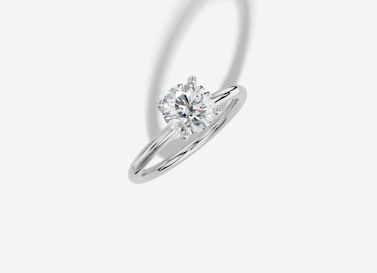 1.00 ctw Round Cut Lab Grown Diamond Standard Classic Prong Set Engagement Ring in 14K Gold