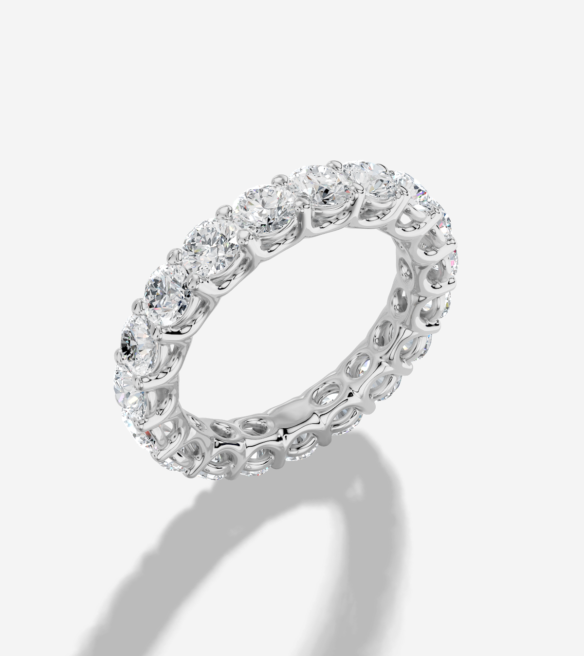 Round Cut Labgrown Diamond Shared Prong Eternity Band in 14K Gold