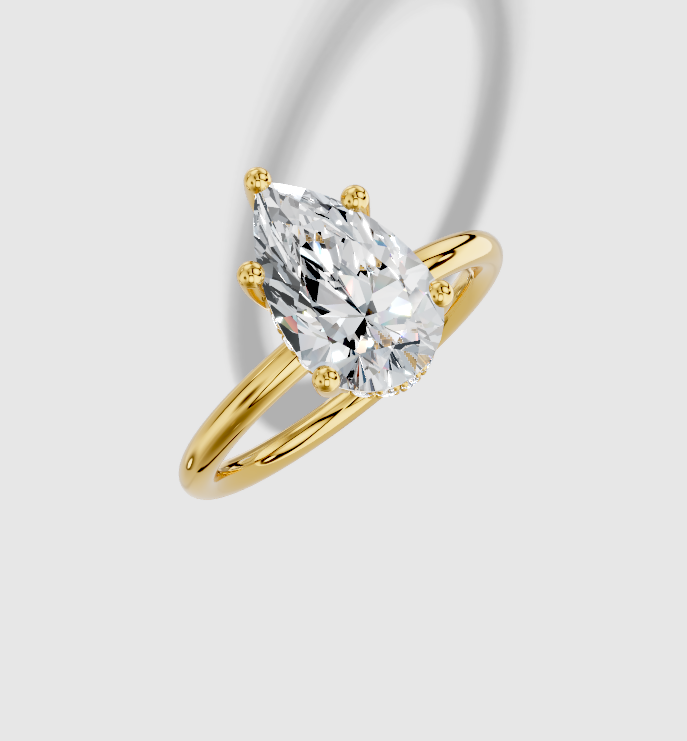 2.07 ctw Pear Cut Lab Grown Diamond Standard Classic Hidden Halo Engagement Ring in 14K Gold