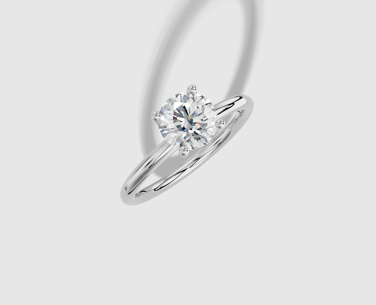1.00 ctw Round Cut Lab Grown Diamond Standard Classic Prong Set Engagement Ring in 14K Gold