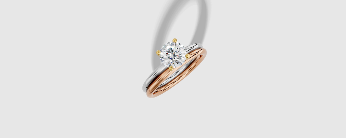 1.00 ctw Round Cut Lab Grown Diamond Standard Classic Prong Set Engagement Ring in 14K Gold and Matching Band