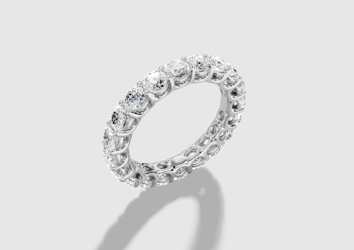 Round Cut Lab Grown Diamond Shared Prong Eternity Band in 14K Gold