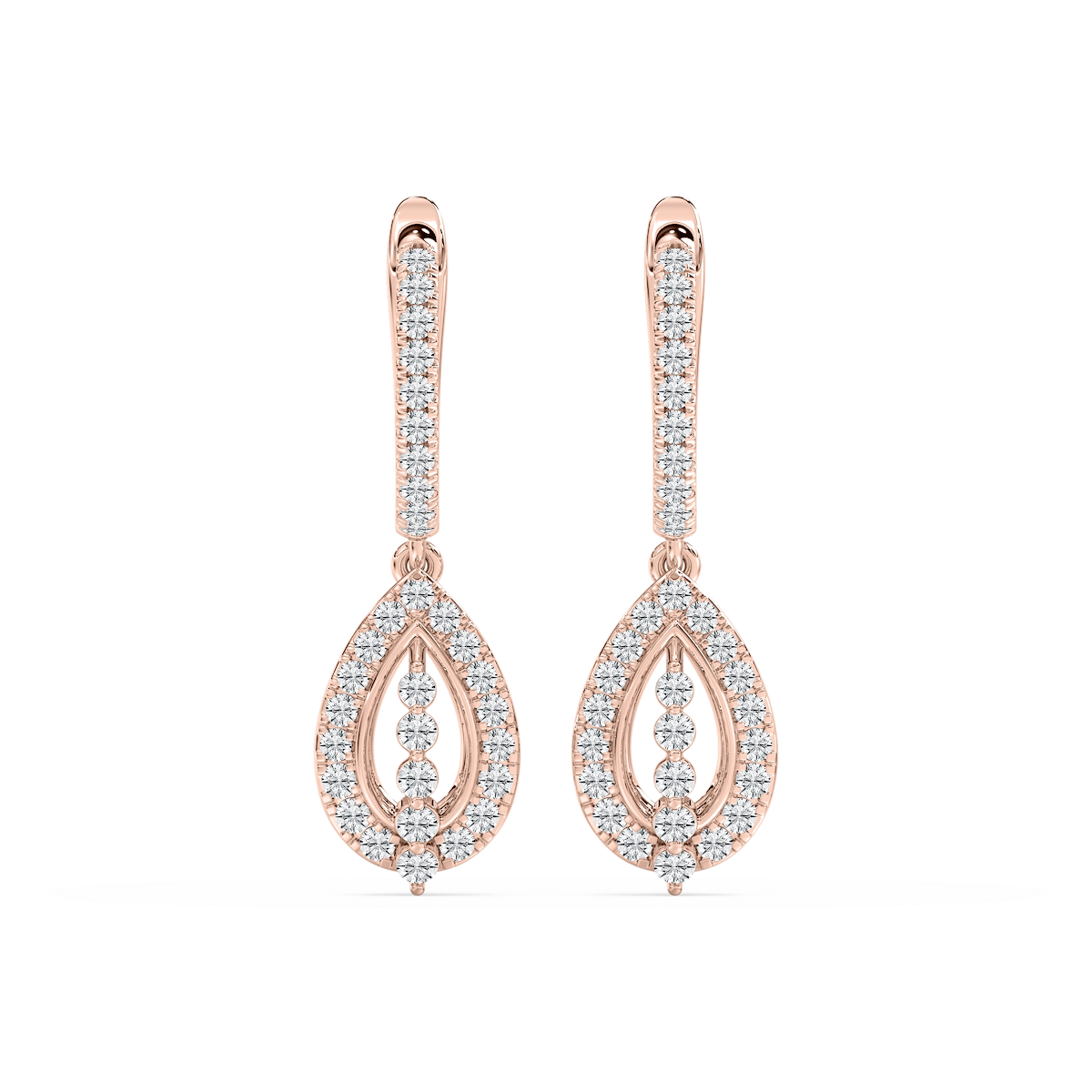 3/4 ctw Round Lab Grown Diamond Leverback Drop Earrings