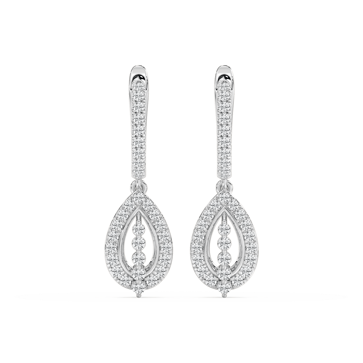3/4 ctw Round Lab Grown Diamond Leverback Drop Earrings