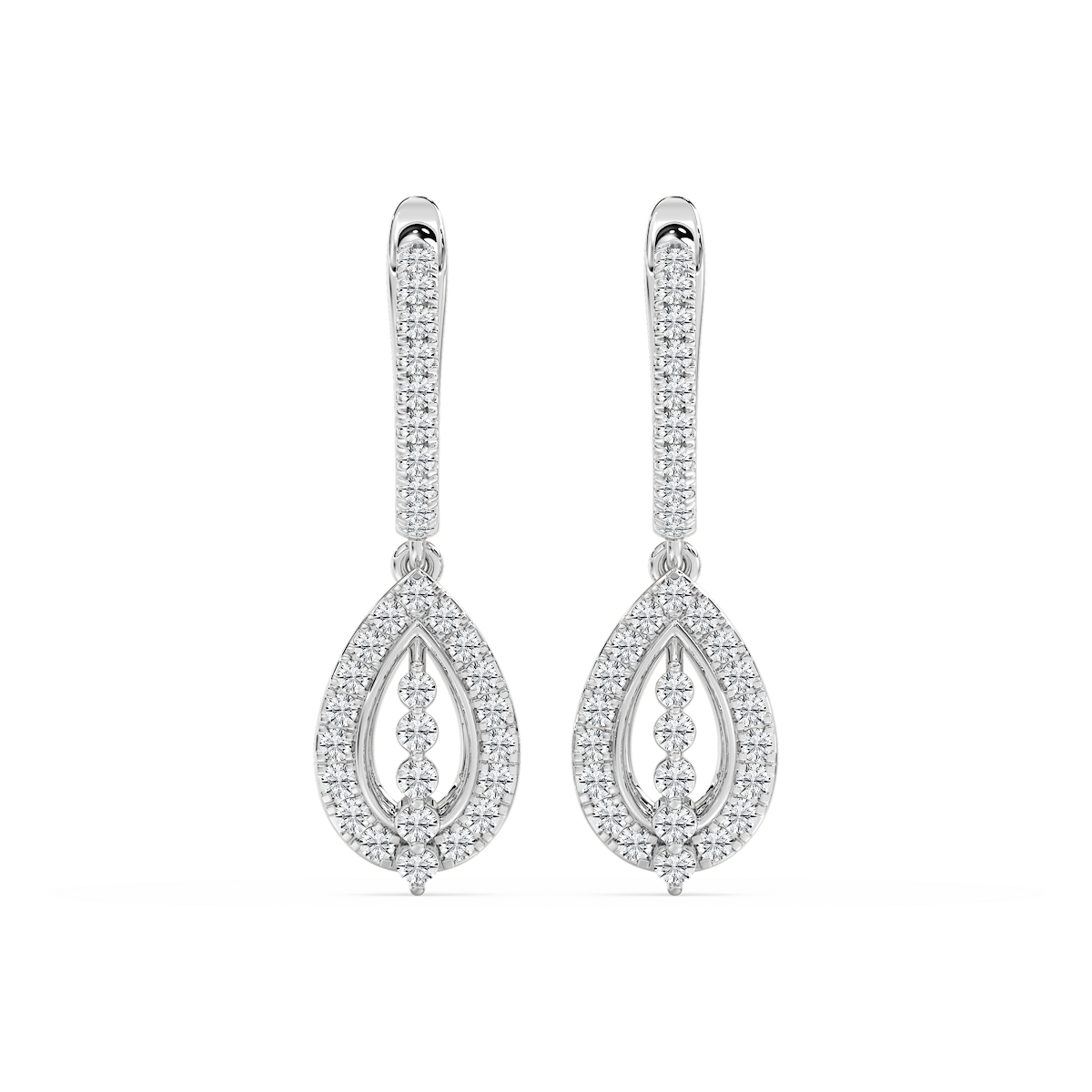 3/4 ctw Round Lab Grown Diamond Leverback Drop Earrings