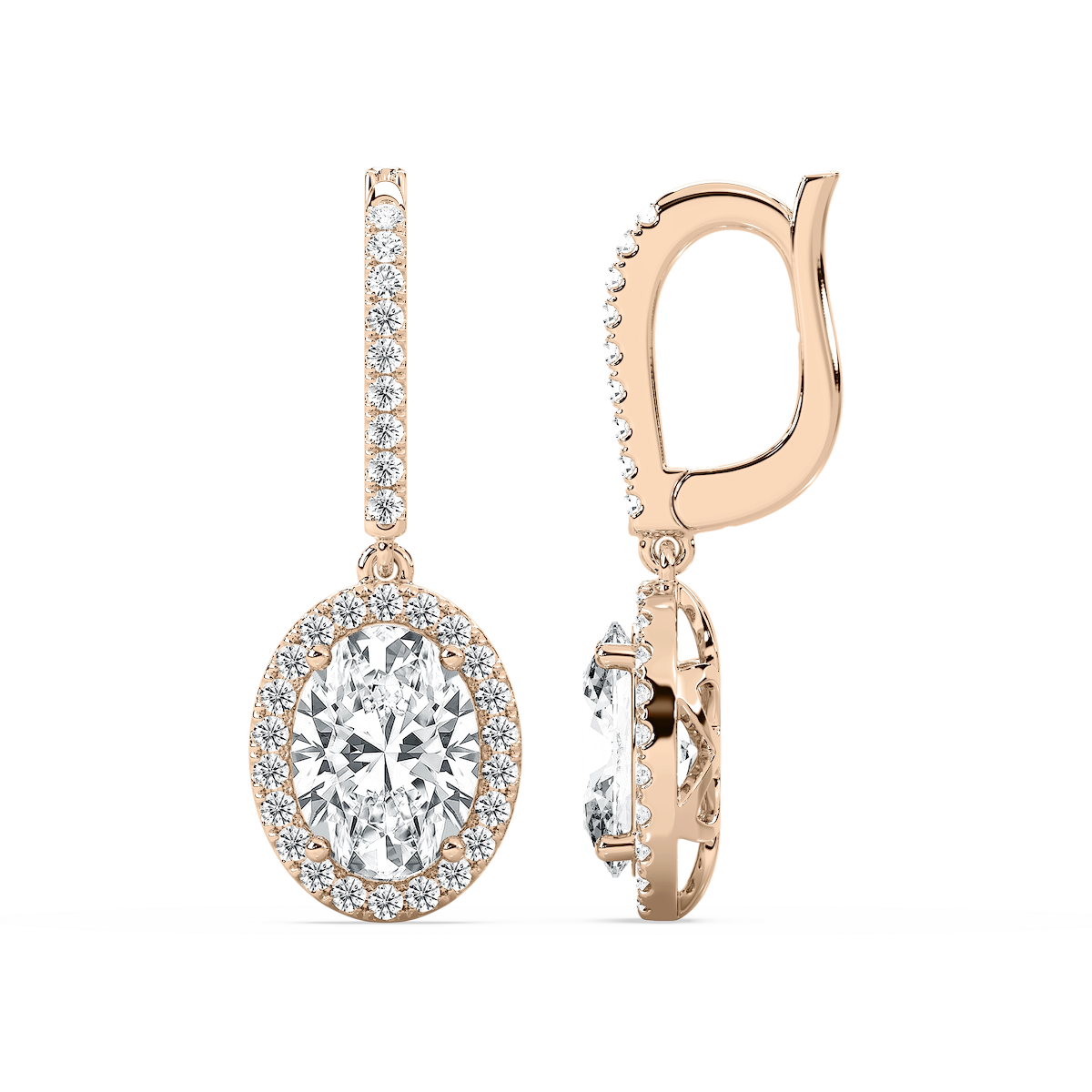3 ¹⁄₂ ctw Oval Lab Grown Diamond Halo Drop Earrings