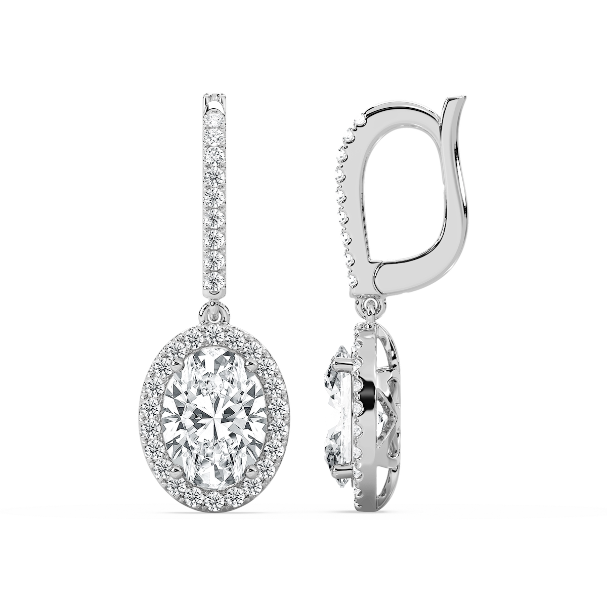 3 ¹⁄₂ ctw Oval Lab Grown Diamond Halo Drop Earrings