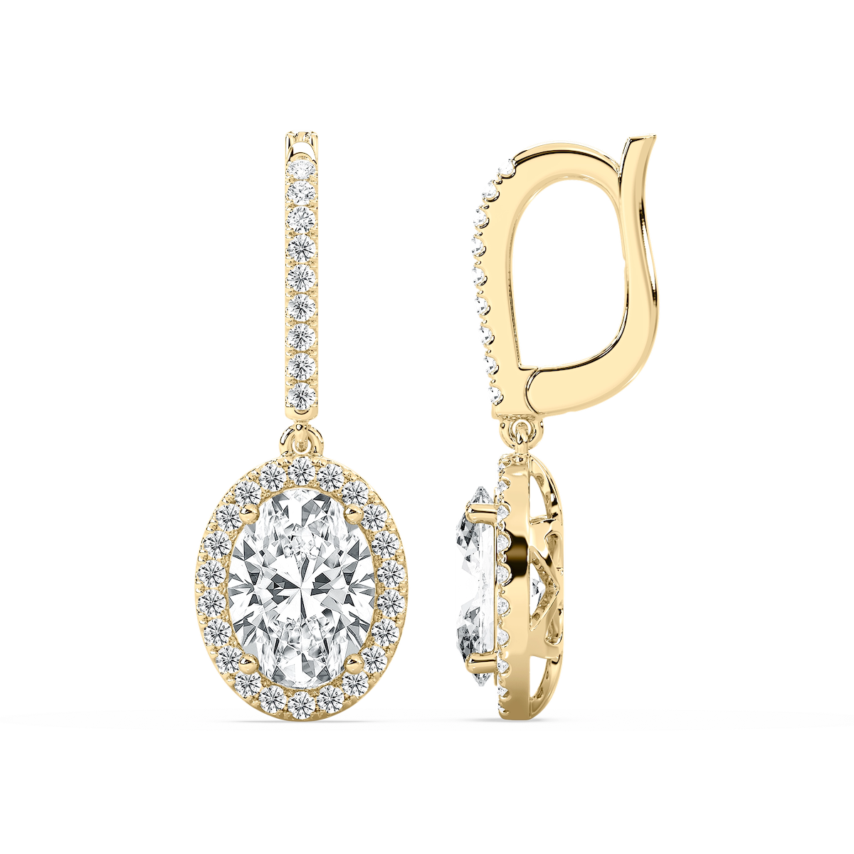 3 ¹⁄₂ ctw Oval Lab Grown Diamond Halo Drop Earrings