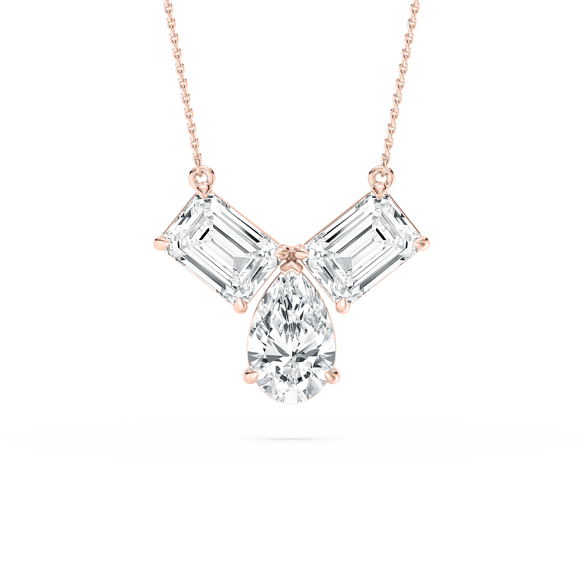3 ctw Pear and Emerald Lab Grown Diamond Three Stone Pendant - 18 Inches