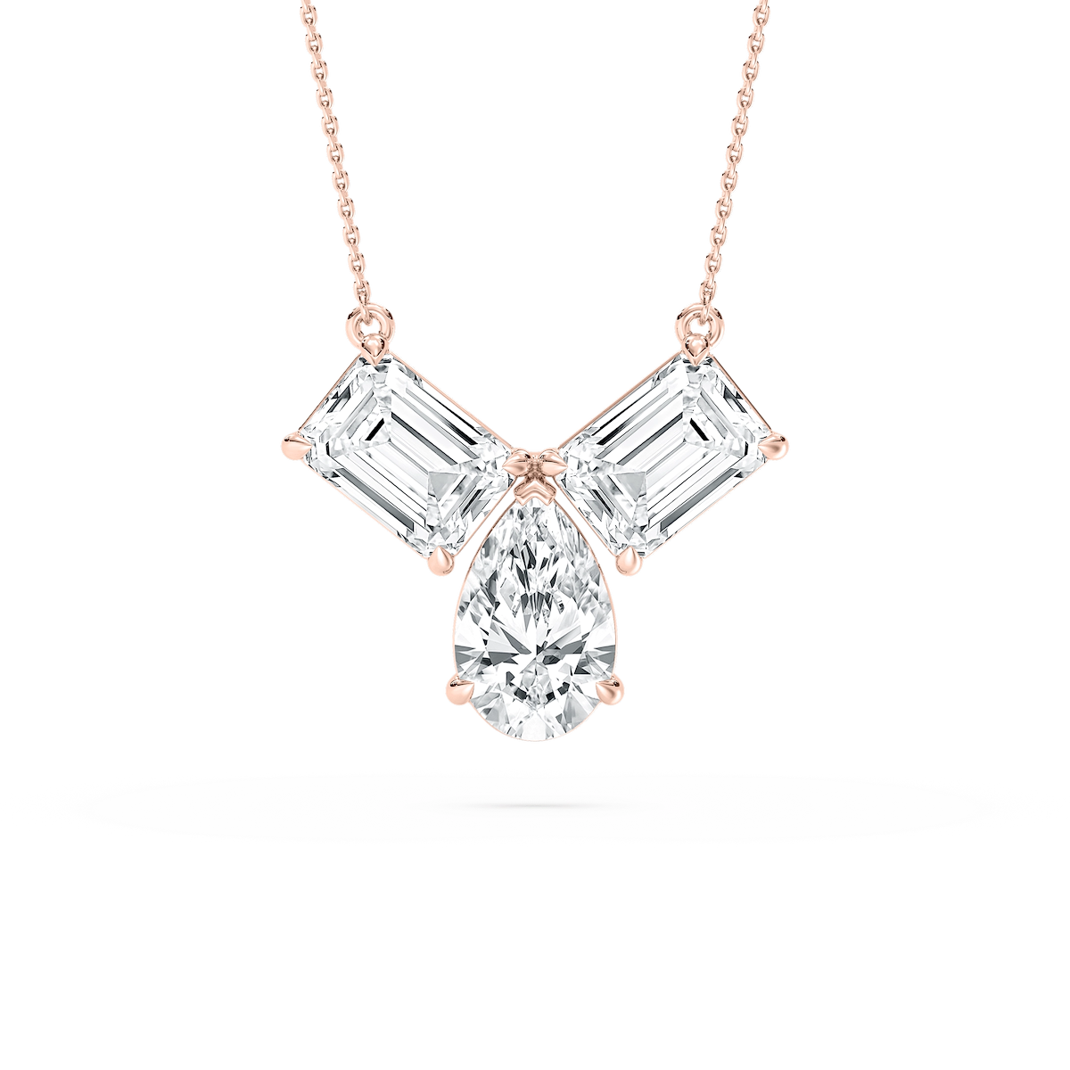 3 ctw Pear and Emerald Lab Grown Diamond Three Stone Pendant - 18 Inches