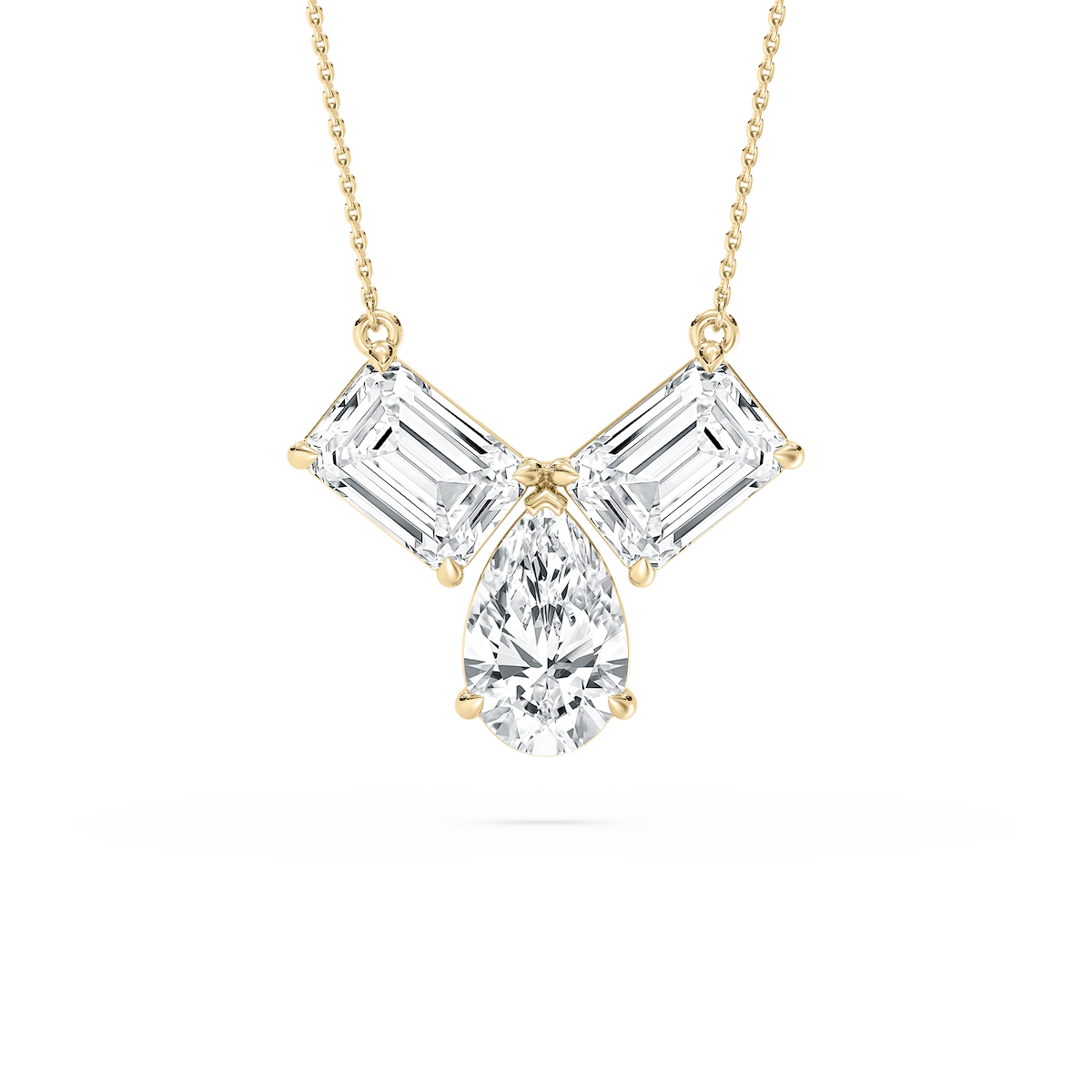 3 ctw Pear and Emerald Lab Grown Diamond Three Stone Pendant - 18 Inches