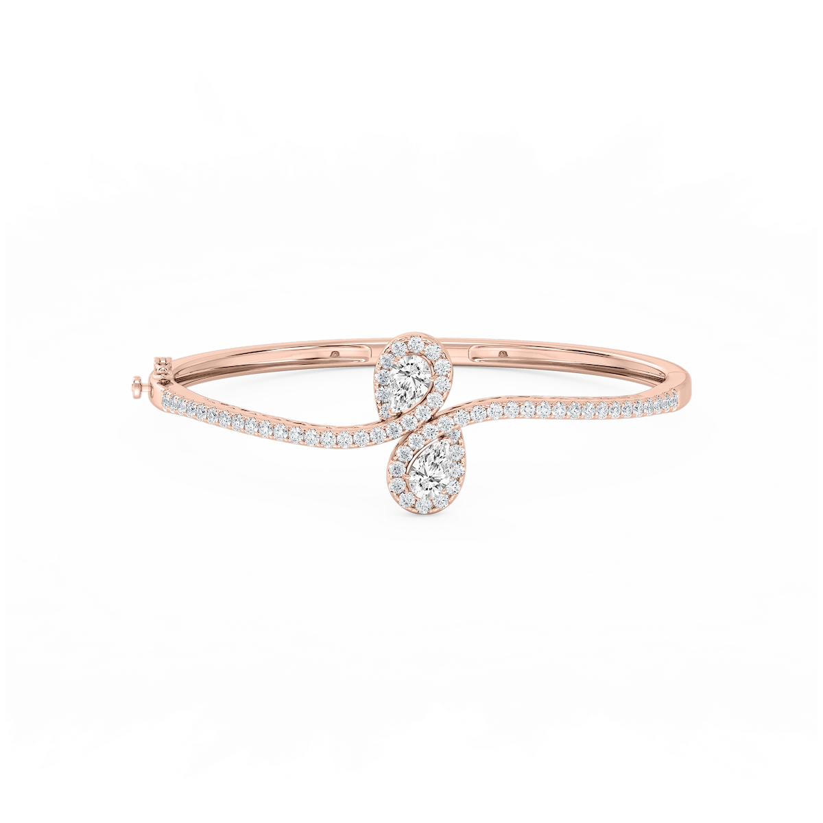 3 ¼ ctw Pear and Round Lab Grown Diamond Bypass Bangle Bracelet  - 7.25 Inches