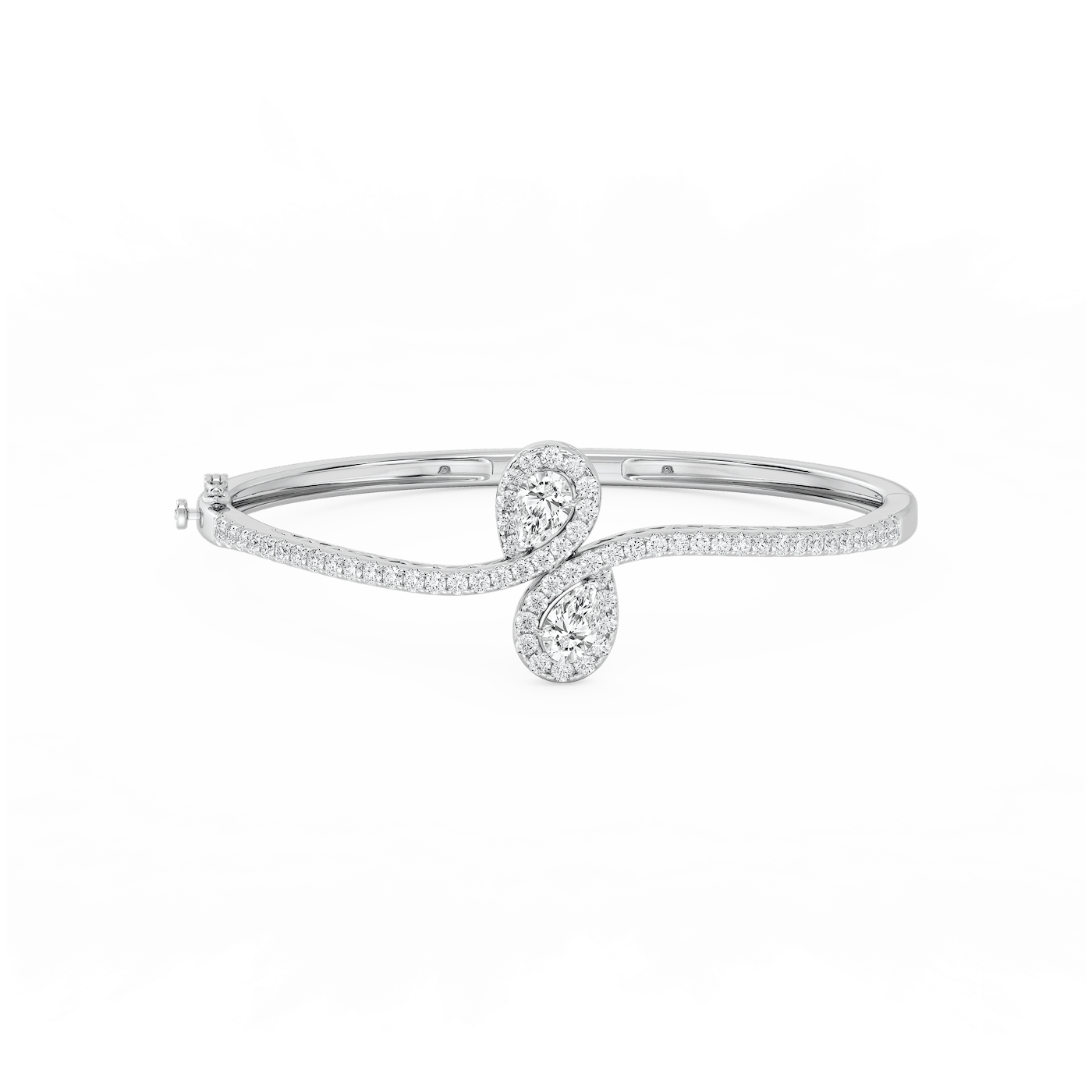 3 ¼ ctw Pear and Round Lab Grown Diamond Bypass Bangle Bracelet  - 7.25 Inches