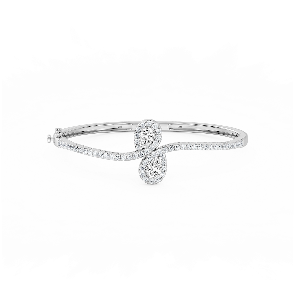 3 ¼ ctw Pear and Round Lab Grown Diamond Bypass Bangle Bracelet  - 7.25 Inches