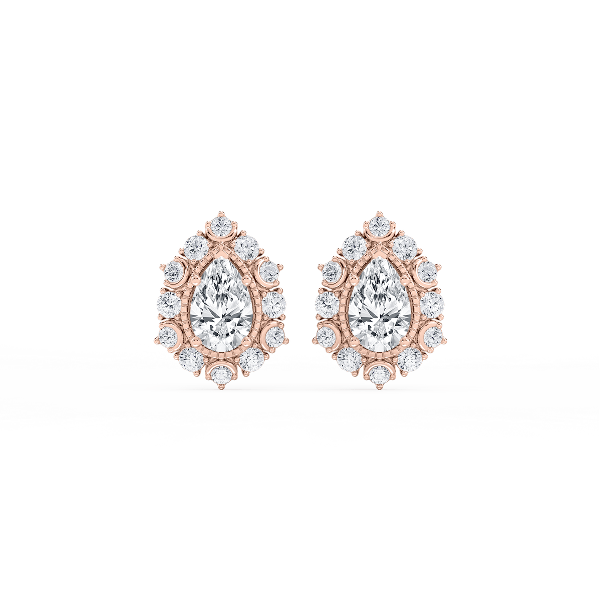 3 ctw Pear and Round Lab Grown Diamond Studs and Halo Jacket Set