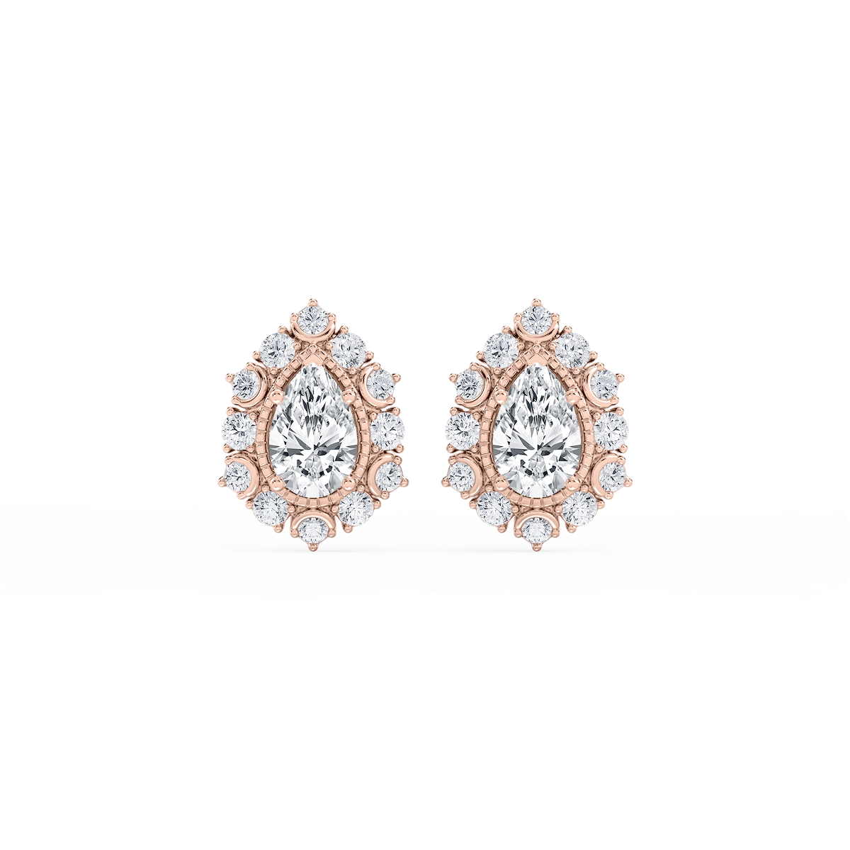 3 ctw Pear and Round Lab Grown Diamond Studs and Halo Jacket Set